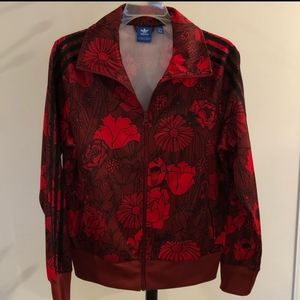 Red Floral Adidas Firebird Track Jacket